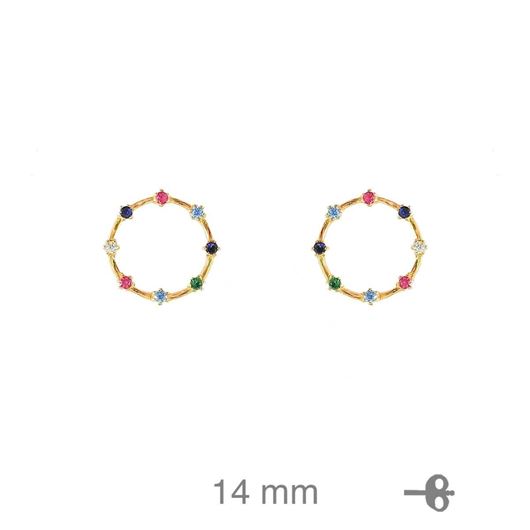 Foto de Pendientes círculo de plaba baño oro y circonitas multicolor