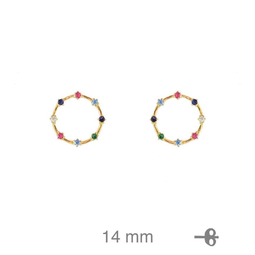 Foto de Pendientes círculo de plaba baño oro y circonitas multicolor