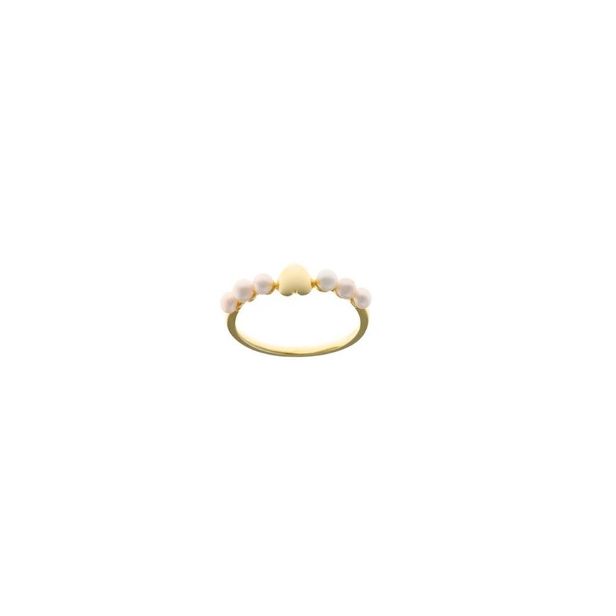 Foto de Sortija plata chapado dorado corazon liso seis