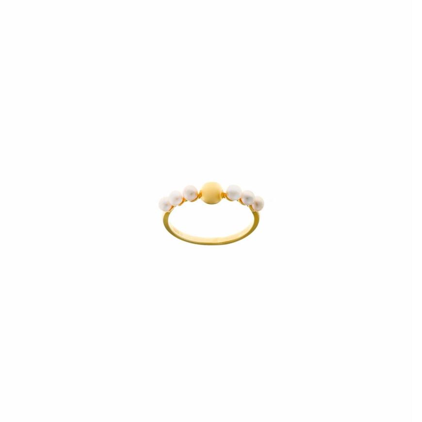 Foto de Sortija plata chapado dorado esfera lisa seis
