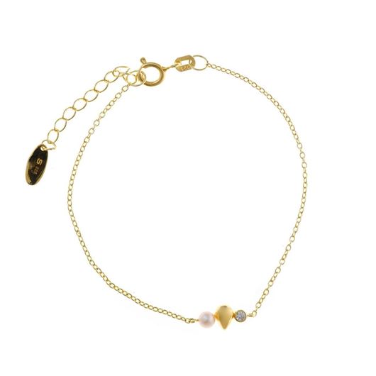 Foto de Pulsera plata chapado dorado pera lisa perla