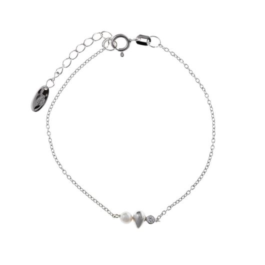 Foto de Pulsera plata rodio pera lisa perla agua