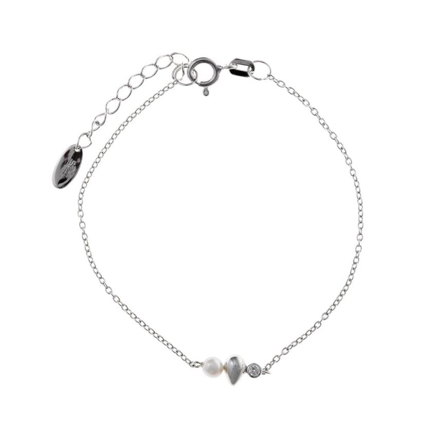 Foto de Pulsera plata rodio pera lisa perla agua