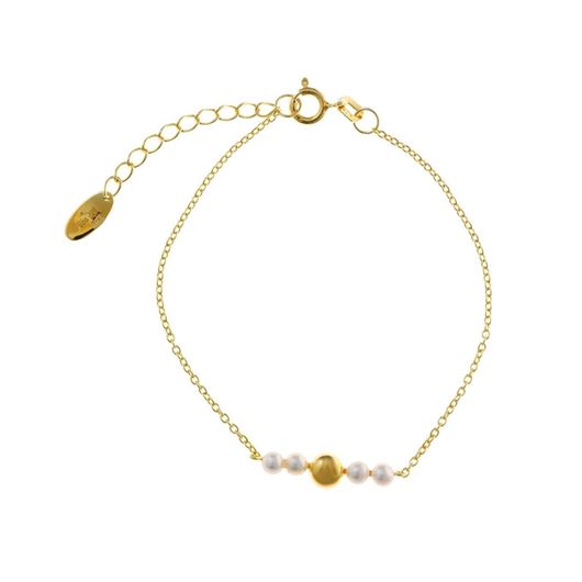 Foto de Pulsera plata chapado dorado esfera lisa cuatro