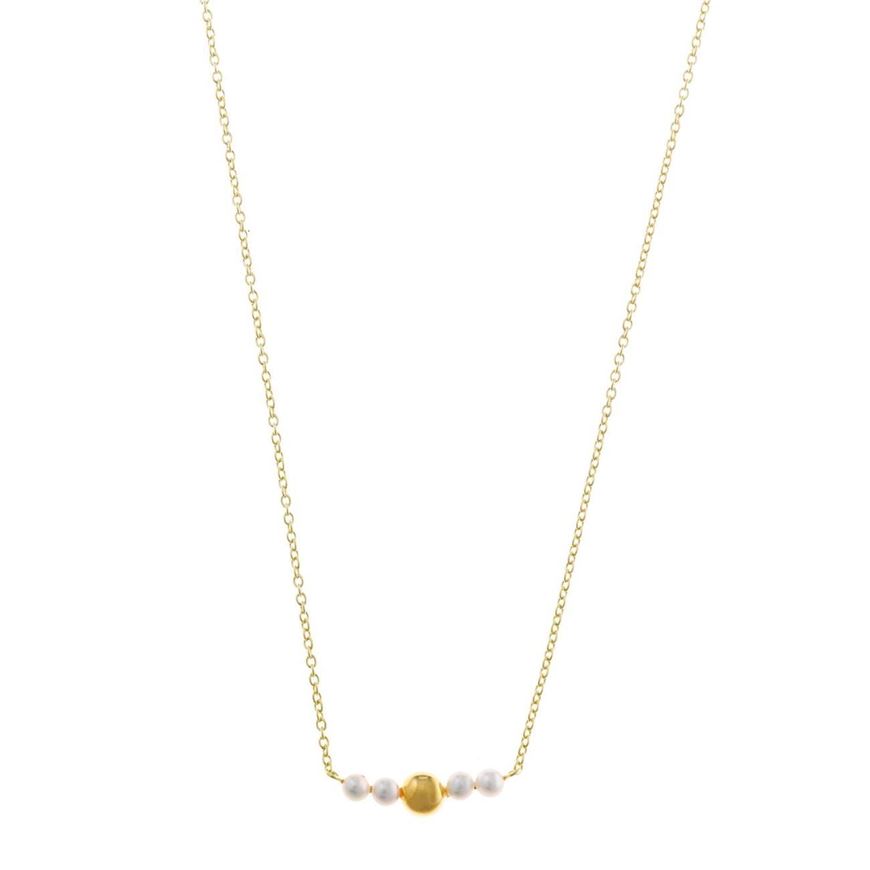 Foto de Collar plata chapado dorado esfera lisa cuatro