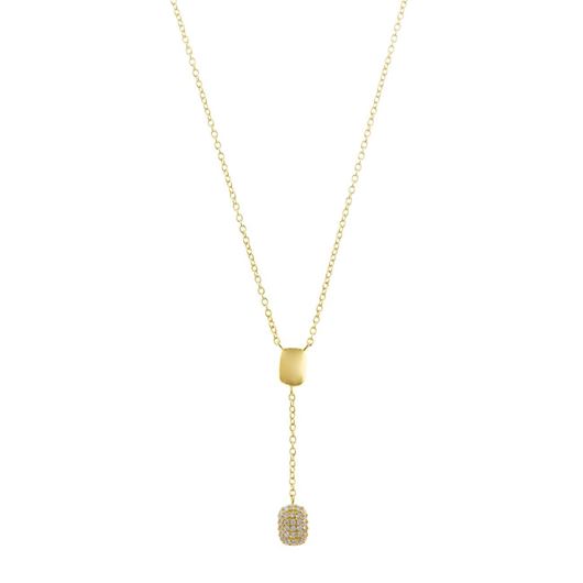 Foto de Collar plata chapado dorado rectangulo micro pave