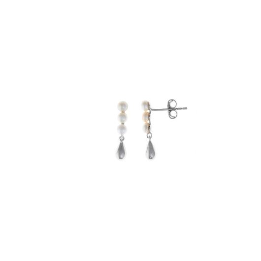 Foto de Pendientes plata rodio pera lisa tres perlas