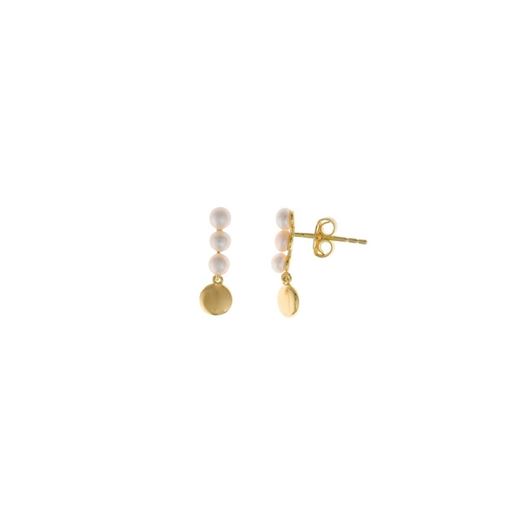 Foto de Pendientes plata chapado dorado esfera lisa tres