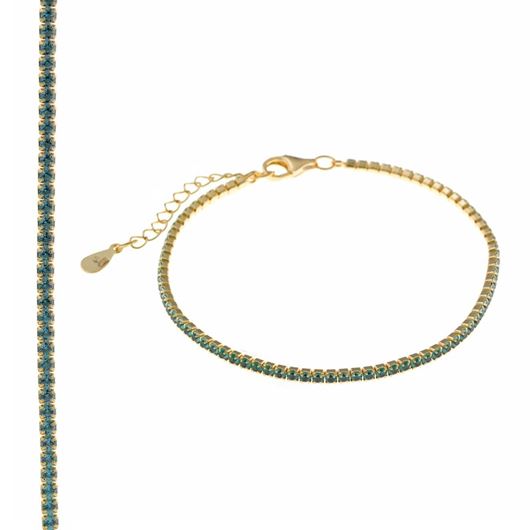 Foto de Pulsera plata chapado dorado circonitas brillantes paraiba