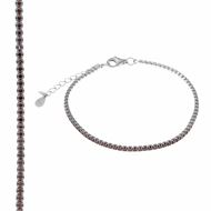 Picture of Pulsera Blink plata rodio circonitas brillantes rodonita 15+3cm