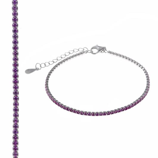 Foto de Pulsera plata rodio circonitas brillantes rubi rosa