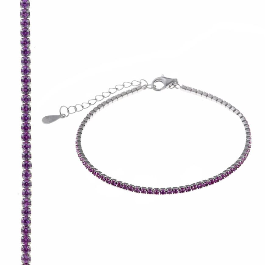 Foto de Pulsera plata rodio circonitas brillantes rubi rosa