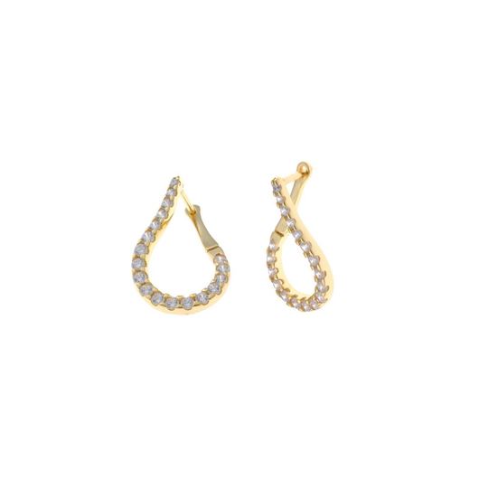 Foto de Pendientes plata chapado dorado pera circonitas blancas