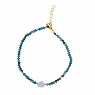 Foto de Pulsera Organic plata chapado dorado bolitas rodonita y 16+3CM