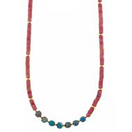 Foto de Collar Organic plata chapado dorado bolitas rodonita tubo y apatitas