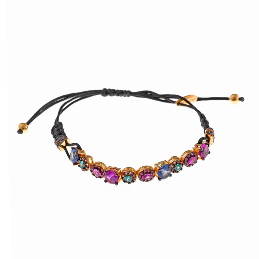 Foto de Pulsera plata chapado dorado circonitas circonitas rosa