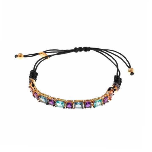 Foto de Pulsera plata chapado dorado circonitas padparasha paraiba