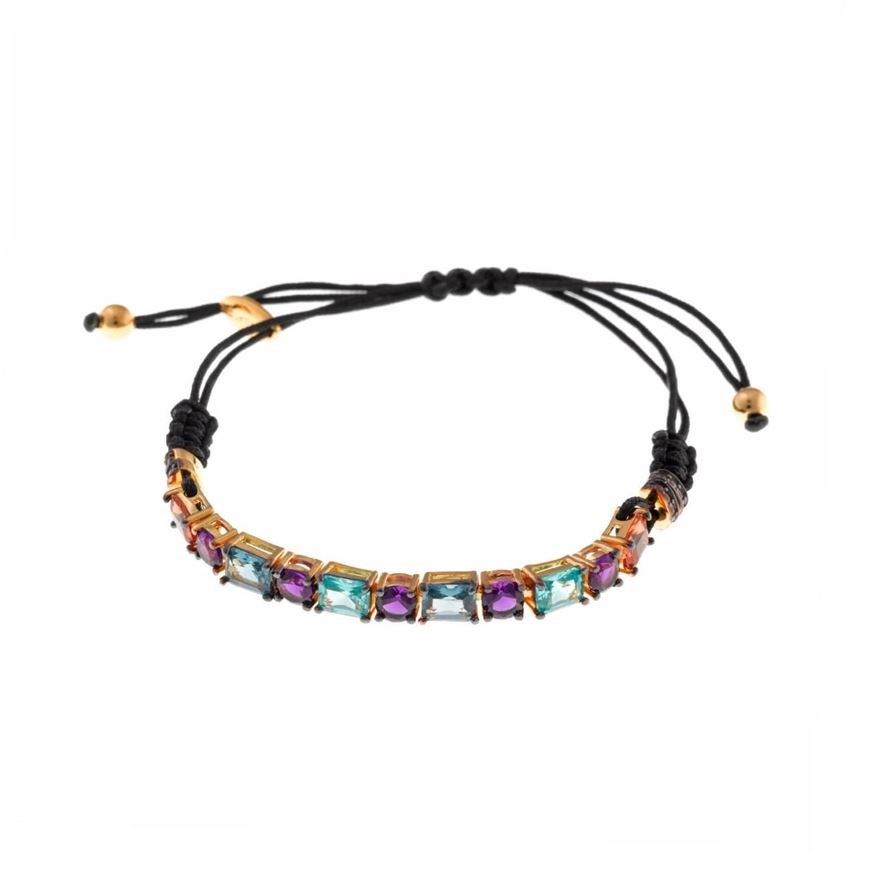 Foto de Pulsera plata chapado dorado circonitas padparasha paraiba