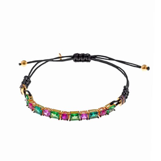 Foto de Pulsera plata chapado dorado circonitas tsavorita esmeralda