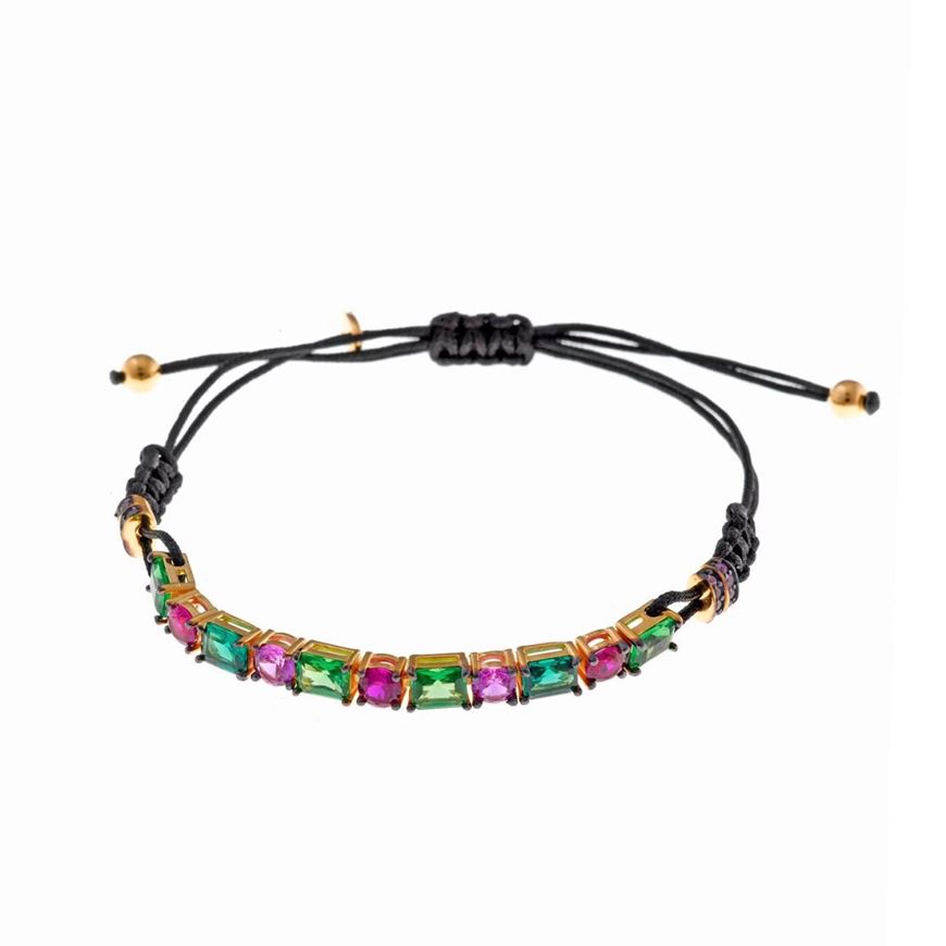 Foto de Pulsera plata chapado dorado circonitas tsavorita esmeralda