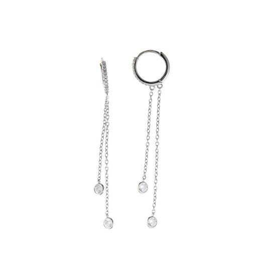 Foto de Pendientes plata rodio aro dos circonitas blancas