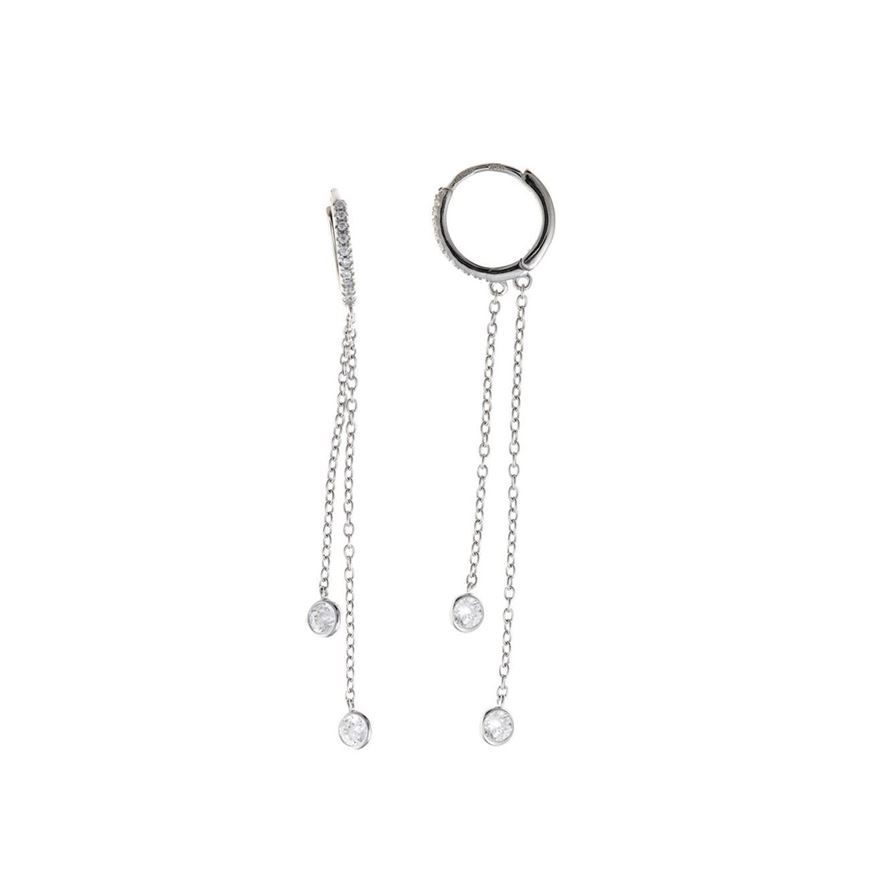 Foto de Pendientes plata rodio aro dos circonitas blancas
