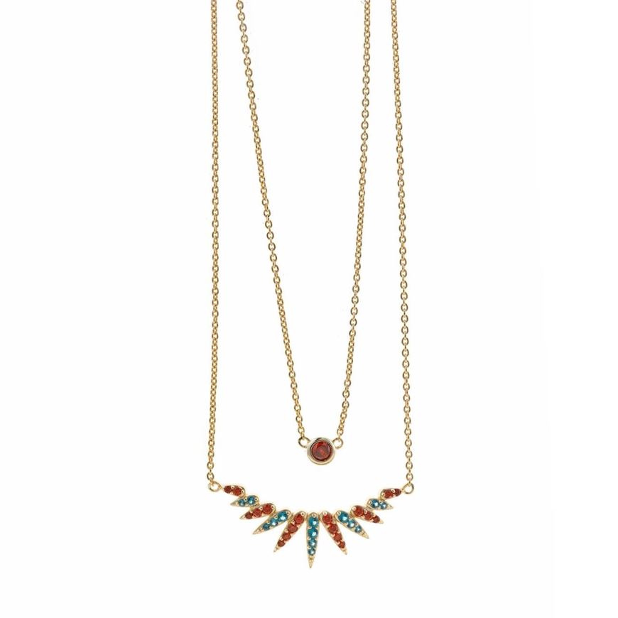 Foto de Collar plata chapado dorado doble curva con