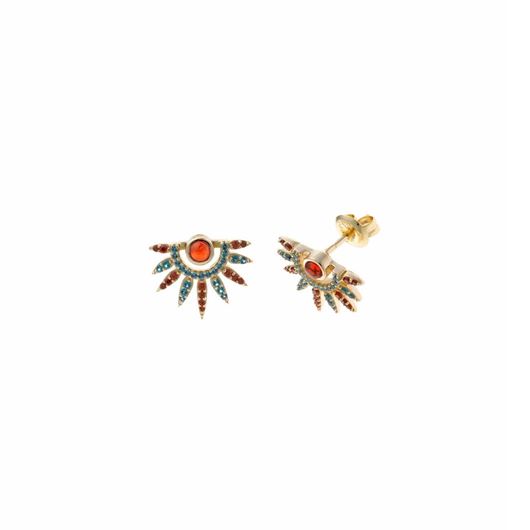 Foto de Pendientes plata chapado dorado pinchos circonitas paraiba