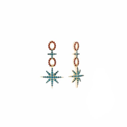 Foto de Pendientes plata chapado dorado estrellas y circulos