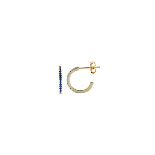 Foto de Pendientes plata chapado dorado aro circonitas azul