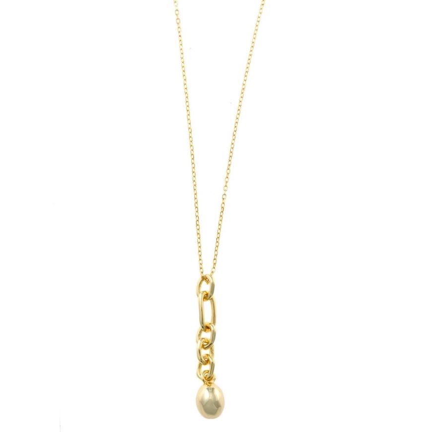 Foto de Collar plata chapado dorado eslabones figaro ovalo