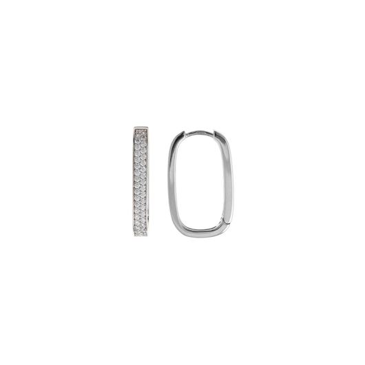 Foto de Pendientes plata rodio aro ovalado circonitas blancas