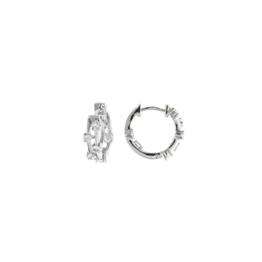 Foto de Pendientes plata rodio aro circonitas blancas brillante