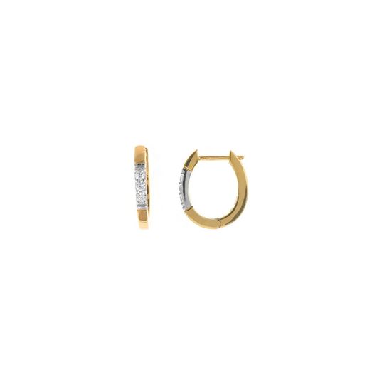 Foto de Pendientes plata chapado dorado aro ovalado circonitas