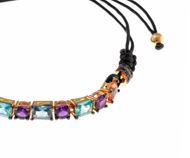 Foto de Pulsera Genuine plata chapado dorado circonitas padparasha paraiba london blue rectangular morado brillantes bajo rutenio 24 X 0.50cm