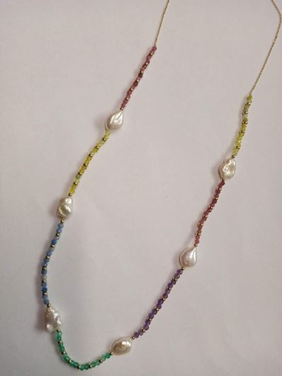 Foto de Collar Organic plata chapado dorado perlas barrocas bolitas