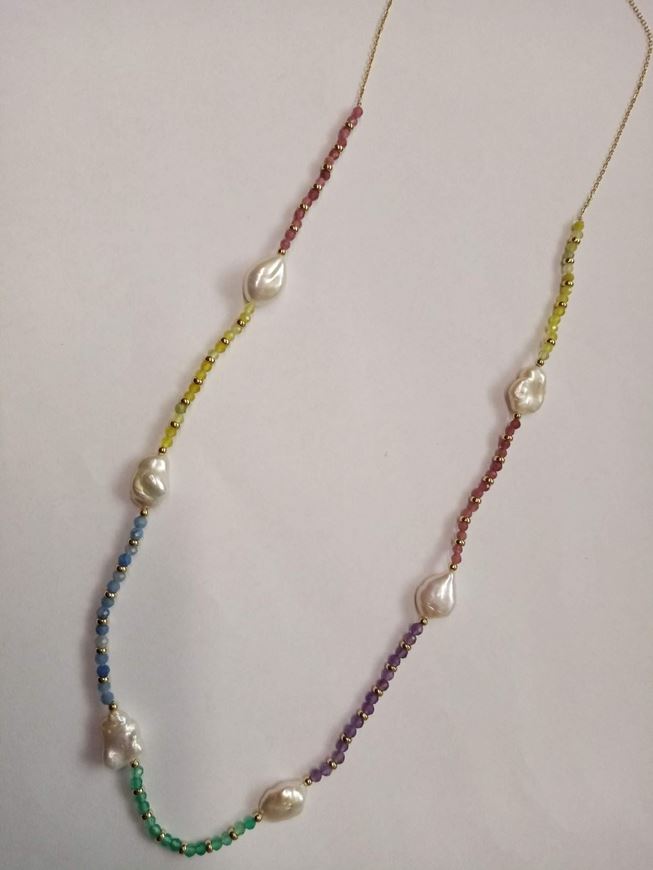 Foto de Collar Organic plata chapado dorado perlas barrocas bolitas