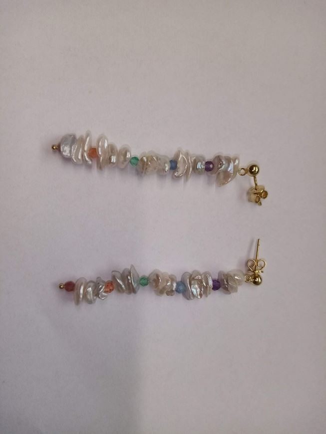Foto de Pendientes Organic plata chapado dorado perlas barrocas bolitas