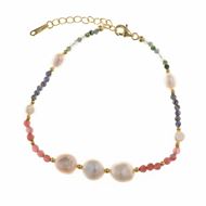 Foto de Pulsera de plata baño oro con perlas irregulares y turmalinas facetadas 