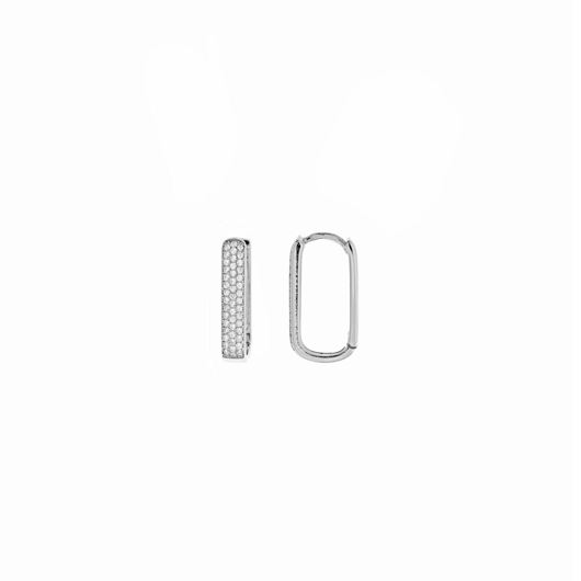 Foto de Pendientes aro ovalado de plata baño rodio con circonitas