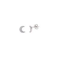 Foto de Pendientes de plata baño rodio luna con circonitas