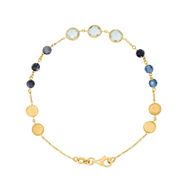 Foto de Pulsera de oro amarillo 18kt con cuentas azules y chatones de circonitas briolette