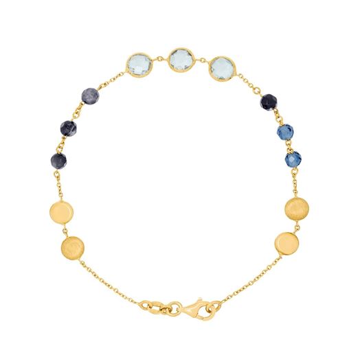 Foto de Pulsera de oro amarillo 18kt con cuentas azules y chatones de circonitas briolette