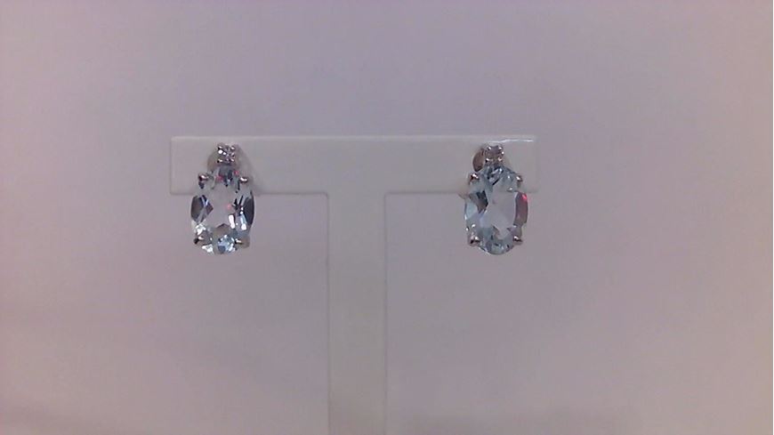 Foto de Pendientes oro blanco y agua marina y diamante