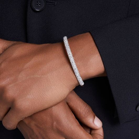Foto de Brazalete Meteora, Pavé nieve, Blanco, Baño de rodio Talla S