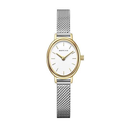 Foto de Reloj Classic bicolor y esfera blanca ovalada 20mm malla milanesa