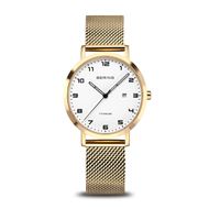 Foto de Reloj Titanium dorado y esfera blanca 34mm malla milanesa
