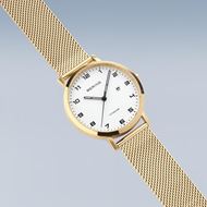 Foto de Reloj Titanium dorado y esfera blanca 34mm malla milanesa