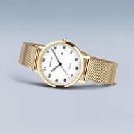 Foto de Reloj Titanium dorado y esfera blanca 34mm malla milanesa