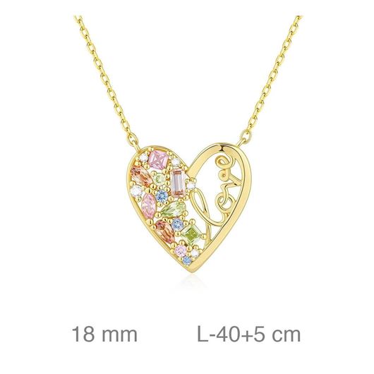 Foto de Gargantilla plata baño oro corazon circonitas color LOVE
